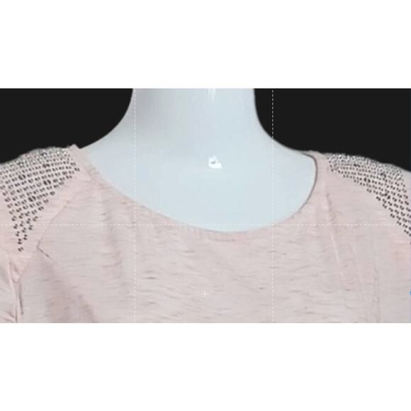 GUESS Short Sleeve Peach Top with Metal Stud Embellishments Size LARGE - Picture 3 of 5